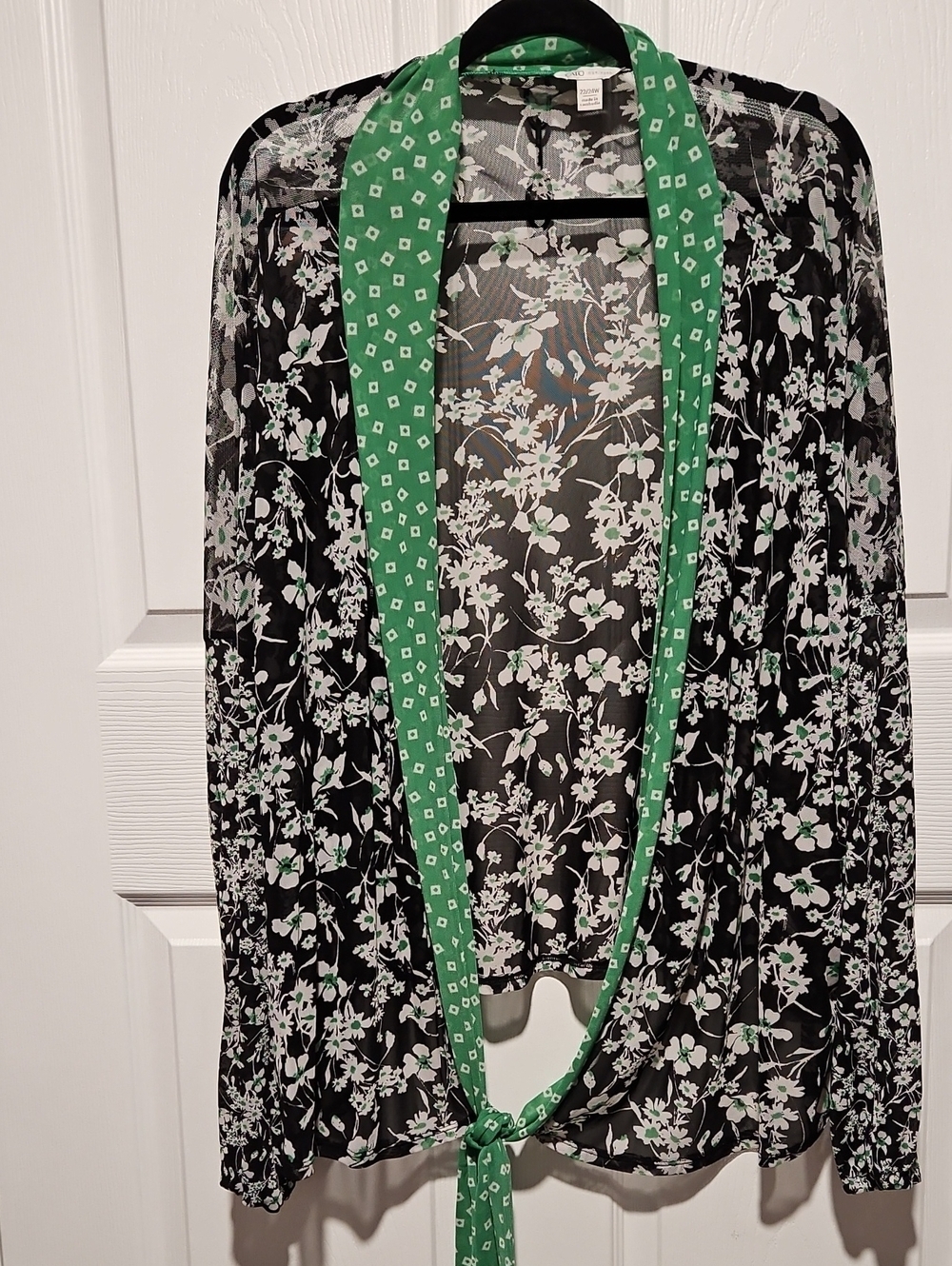 Cato Black & Green Floral Sheer Kimono